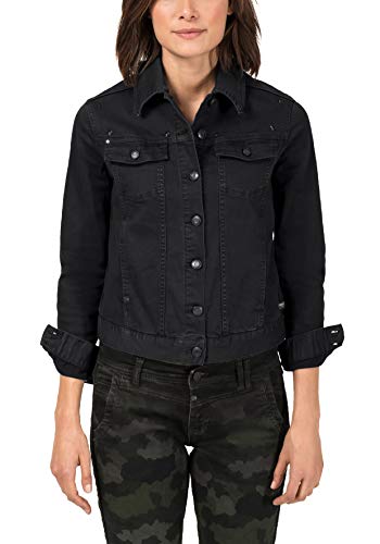 Timezone Damen Colored Denim Jacket Jeansjacke, Schwarz (Black 9999), 38 (Herstellergröße: M) von Timezone