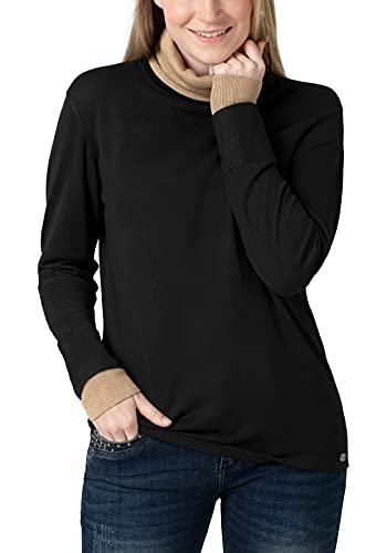 Timezone Damen Double Layer Turtleneck Pullover, Schwarz, M EU von Timezone