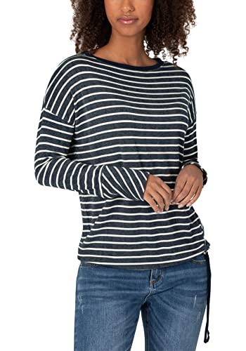 Timezone Damen Drawstring Longsleeve T-Shirt, Blue Grey Stripe, L von Timezone