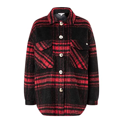 Timezone Damen Heavy Overshirt, red-Black Checks, XL von Timezone