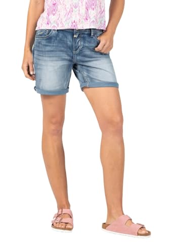 Timezone Damen Jeans Short ALEXATZ - Mid Waist - Regular Fit Blau W25-W33, Größe:W 32, Farbe:3014-3547 Fresh Indigo Wash von Timezone
