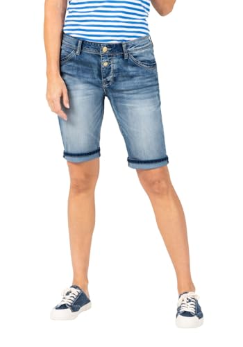 Timezone Damen Jeans Short Slim NALITZ - Mid Waist - Slim Fit - Blau W25-W33, Größe:W 25, Farbe:3014-3547 Fresh Indigo Wash von Timezone