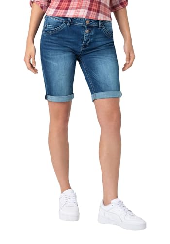 Timezone Damen Jeans Short Slim NALITZ - Slim Fit - Blau - Bold Blue Wash, Größe:W 27, Farbe:Bold Blue Wash 3737 von Timezone