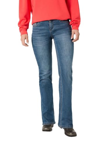 Timezone Damen Jeans Slim LISATZ - Mid Waist - Slim Fit - Bootcut Leg - Blau, Größe:32W / 34L, Farbe:3805-3532 Mid Blue Wash von Timezone