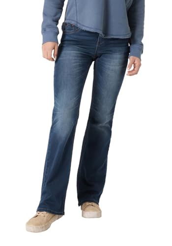 Timezone Damen Jeans Slim LISATZ - Mid Wasit - Slim Fit - Blau - Bootcut Leg, Größe:28W / 30L, Farbe:3339-30087 Riders Blue Wash von Timezone