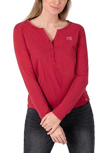 Timezone Damen Longsleeve Henley-Hemd, Gloss red Melange, XS von Timezone