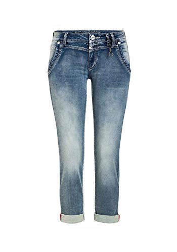 Timezone Damen Nalitz Slim Jeans, Blau (Aqua Blue wash 3039), W28 von Timezone