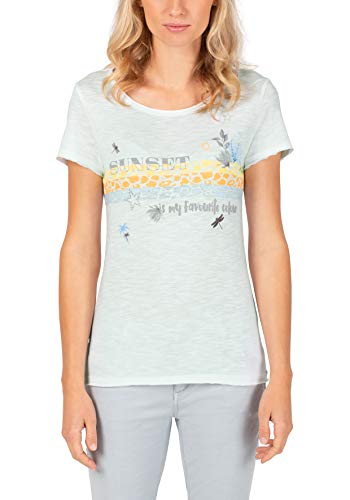 Timezone Damen Printed Basic Roundneck T-Shirt, Weiß (Pure White 0100), 38 (Herstellergröße: M) von Timezone