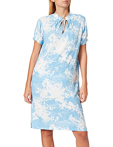 Timezone Damen Printed Smock Dress Kleid, Blue Cut Out Flowers, M von Timezone