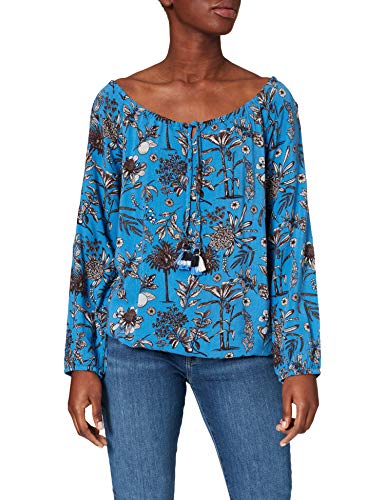 Timezone Damen Printed Tunic Blouse Bluse, Blue Botanical Bloom, L von Timezone