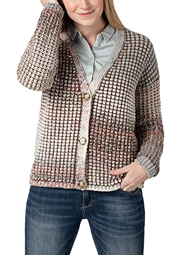 Timezone Damen Puffy Cardigan Strickjacke, beige Brown Multicolor, M von Timezone