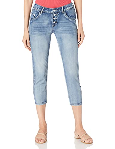 Timezone Damen Regular JillyTZ Cropped Jeans, Aqua Blue wash, 26 von Timezone