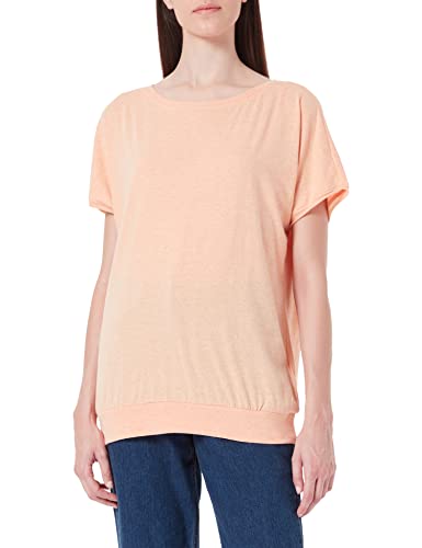 Timezone Damen Rib Hem T-Shirt, Melon orange Melange, S von Timezone