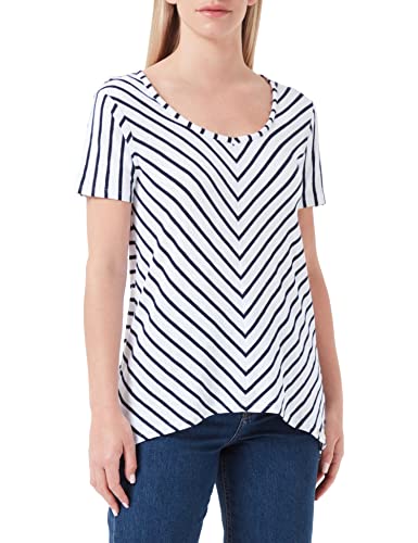 Timezone Damen Striped A-Shape T-Shirt, White Blue Stripe, L von Timezone