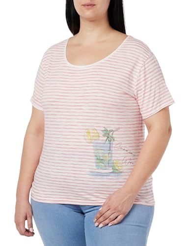 Timezone Damen Striped Basic T-Shirt, rot, X-Large von Timezone