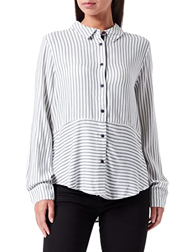 Timezone Damen Striped Perfect Blouse Bluse, White Blue Stripes, M von Timezone