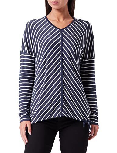 Timezone Damen Striped Sporty Longleeve T-Shirt, Blue Grey Stripe, XL von Timezone