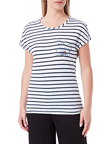 Timezone Damen Striped T-Shirt, White Blue Stripe, XL von Timezone