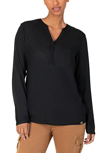 Timezone Damen Tape Henley Blouse Bluse, Black, L von Timezone