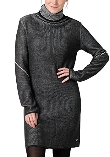 Timezone Damen Turtelneck Knit Dress Lässiges Kleid, Black White Stripe, XL von Timezone