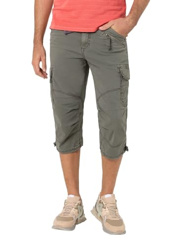 Timezone Herren 3/4 Cargo Hose Loose MILESTZ - Loose Fit -Schwarz Grau Baumwolle, Größe:W 33, Farbe:Military Grey 6168 von Timezone