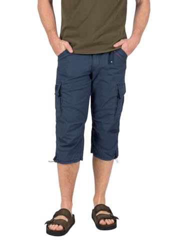 Timezone Herren 3/4 Cargo Hose Loose MILESTZ Short Mid Waist Loose Fit W30-W40, Größe:W 30, Farbe:1212-30056 Washed Ink Blue von Timezone