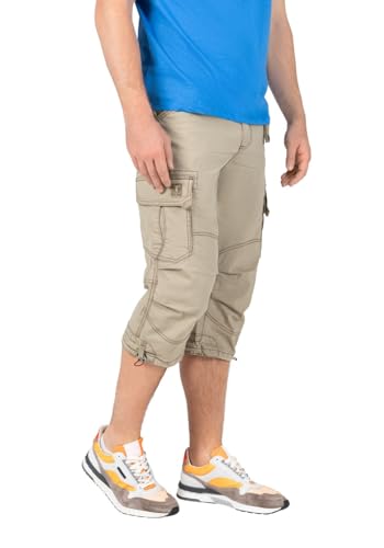 Timezone Herren 3/4 Cargo Hose Loose MILESTZ Short Mid Waist Loose Fit W30-W40, Größe:W 33, Farbe:1212-2028 Washed Beige von Timezone