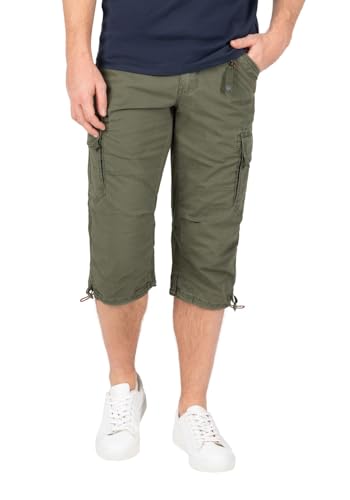 Timezone Herren 3/4 Cargo Hose Loose MILESTZ Short Mid Waist Loose Fit W30-W40, Größe:W 36, Farbe:1212-4724 Washed Light Olive von Timezone