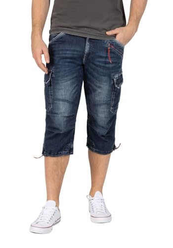 Timezone Herren 3/4 Cargo Jeans Loose MILESTZ Short Mid Waist Loose Fit - Blau, Größe:W 40, Farbe:3444-30049 Rough Navy Wash von Timezone