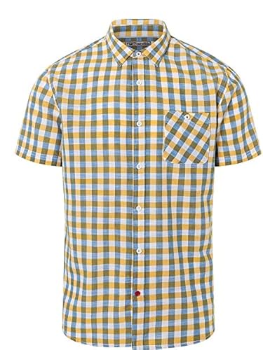 Timezone Herren Basic Shortsleeve Shirt 1 Hemd, Yellow Blue Check, L von Timezone