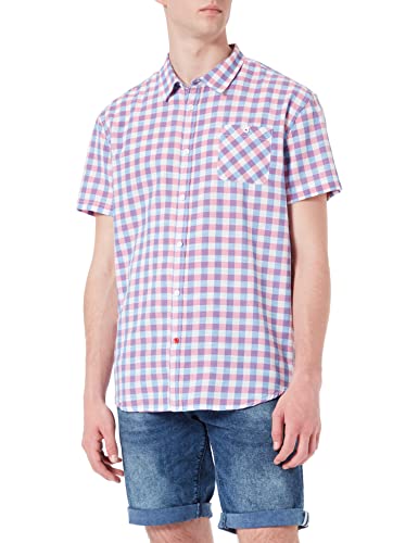 Timezone Herren Basic Shortsleeve Shirt 1 Hemd, red Blue Check, L von Timezone