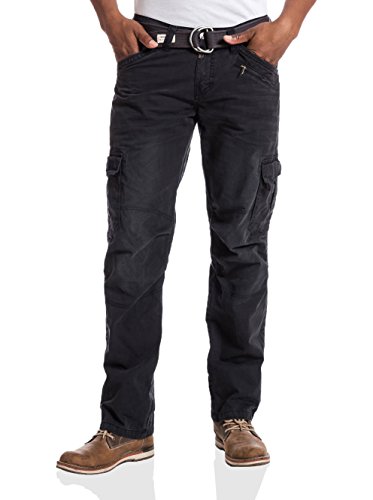 Timezone Herren BenitoTZ Cargo Pants incl. Belt Hose, Schwarz (Caviar Black 9151), W31/L36 von Timezone