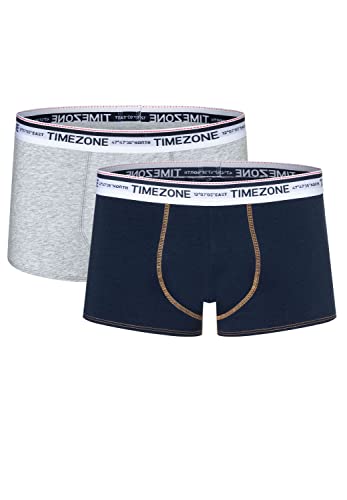 Timezone Herren Boxershort Twin Pack 2er Pack S M L XL XXL Grau Blau Schwarz, Größe:L, Farbe:Grey Blue 8669 von Timezone