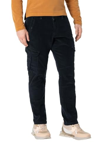 Timezone Herren Cargo Hose Regular NIKLASTZ - Regular Fit - Grau Blau Grün Braun, Größe:29W / 32L, Farbe:Blue Black 3886 von Timezone