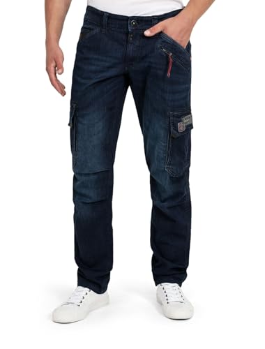 Timezone Herren Cargo Jeans Hose 27-10043-01-3119 RogerTZ Slim mit Seitentaschen Used Blue Black Wash (3684) 33/32 von Timezone