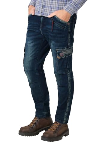 Timezone Herren Cargo Jeans Regular ROGERTZ - Regular Fit - Mid Waist - Blau, Größe:33W / 34L, Farbe:3444-30049 Rough Navy Wash von Timezone