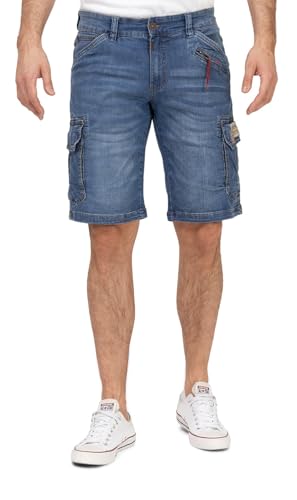 Timezone Herren Cargo Jeans Shorts Bermuda mit Seitentaschen 25-10025-00-3444 RykerTZ Middle Blue Wash W36 von Timezone