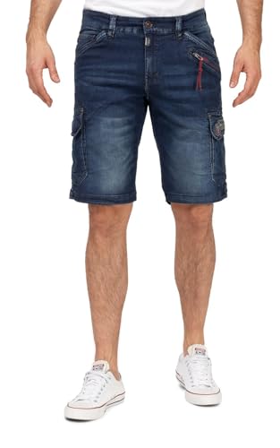 Timezone Herren Cargo Jeans Shorts Bermuda mit Seitentaschen 25-10025-00-3444 RykerTZ Rough Navy Wash W31 von Timezone