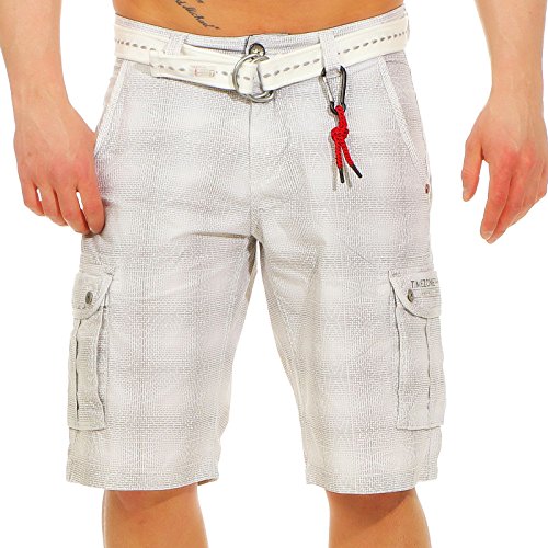 Timezone Herren Cargo Shorts 24-10001 Maguire Loose White Check W31 von Timezone