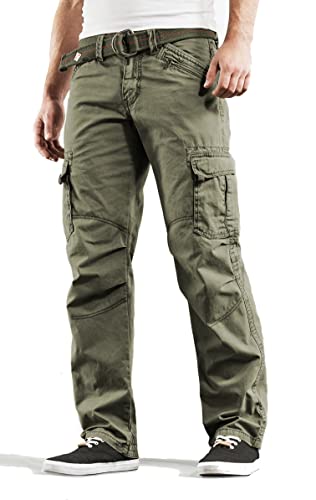 Timezone BenitoTZ Herren Cargohose Benito mit Stoffgürtel (W30/L30, Light Tank Green) von Timezone