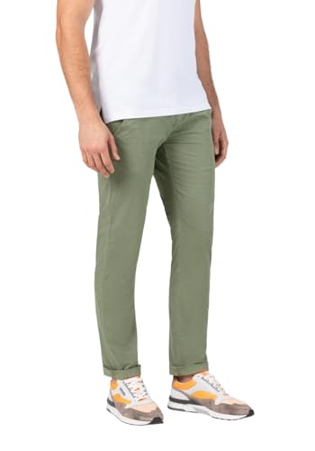 Timezone Herren Chino Hose Slim JANNOTZ Mid Waist Slim Fit -Blau Beige Grau Grün, Größe:33W / 32L, Farbe:1215-4727 Green Minimal von Timezone