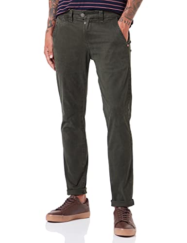 Timezone Herren Chino Hose Slim JANNOTZ - Slim Fit - Blau Beige Grau Baumwolle, Größe:38W / 32L, Farbvariante:Olive Wood Minimal 4629 von Timezone