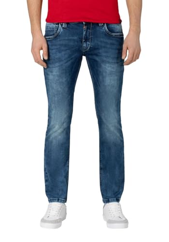 Timezone Herren Jeans Slim EDUARDOTZ Mid Waist - Slim Fit - Blau W29-W40 Stretch, Größe:30W / 32L, Farbe:3383-3201 White Aged Wash von Timezone