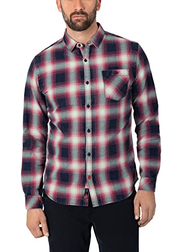 Timezone Herren Effect Weave Check Shirt Hemd, Chili red Microcheck, M von Timezone