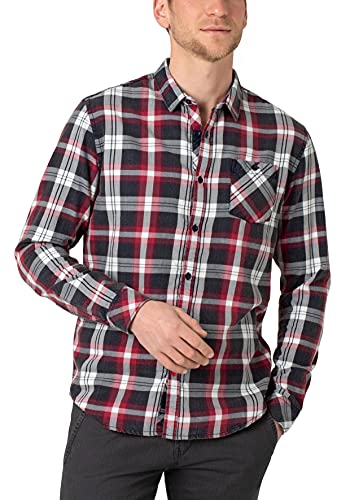 Timezone Herren Effect Weave Shirt Hemd, red Anthra Check, M von Timezone