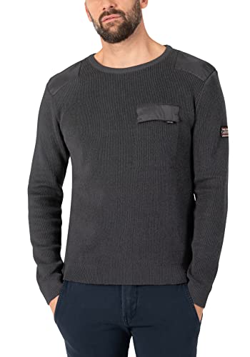 Timezone Herren Fabricmix Crewneck Sweater Sweatshirt, Black Melange, 3XL von Timezone