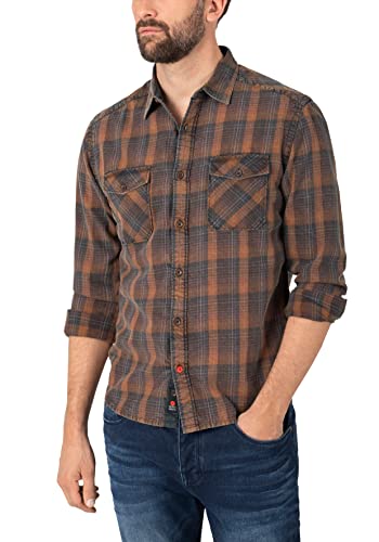 Timezone Herren Flanell Shirt Hemd, Brown Anthra Check, XXL von Timezone