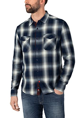 Timezone Herren Flanell Shirt Hemd, Indigo Blue Check, XXL von Timezone