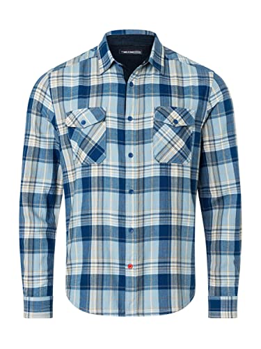 Timezone Herren Flanell Shirt Hemd, Light Blue beige Check, XL von Timezone