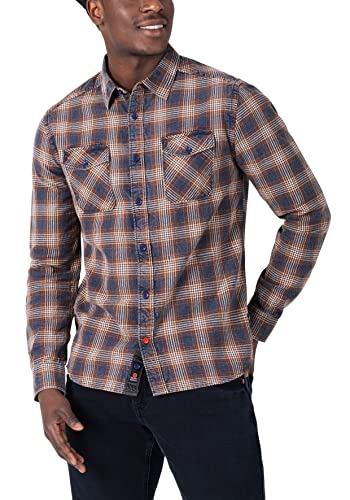 Timezone Herren Flanell Shirt Hemd, small Ochre Navy Check, XL von Timezone